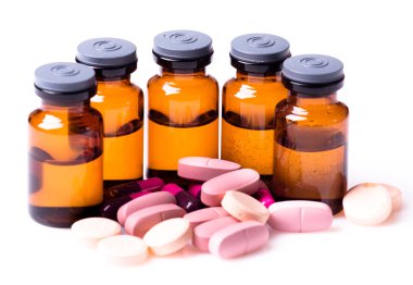 medications on a white background