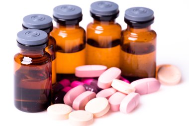 medications on a white background