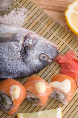  limon, tereyağı, tuz ve biber ile taze balık 