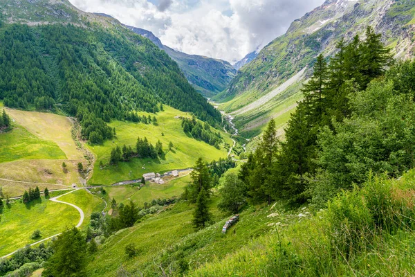 Idyllisk Sommar Morgon Utsikt Den Vackra Valgrisenche Aosta Valley Norra — Stockfoto