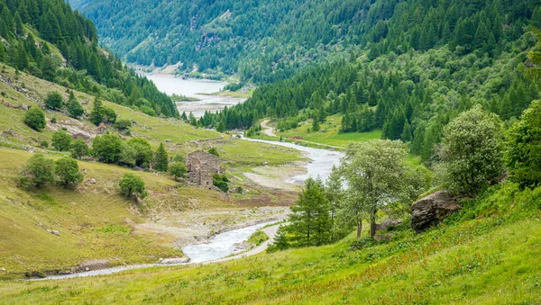 Vista Idílica Mañana Verano Hermosa Valgrisenche Valle Aosta Norte Italia — Foto de Stock