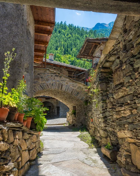 Malebná Vesnice Torrette Údolí Varaita Provincie Cuneo Piemont Severní Itálie — Stock fotografie