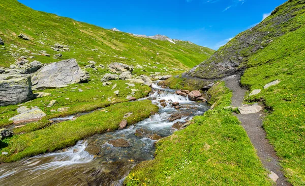 Bela Paisagem Little Saint Bernard Pass Uma Tarde Verão Entre — Fotografia de Stock