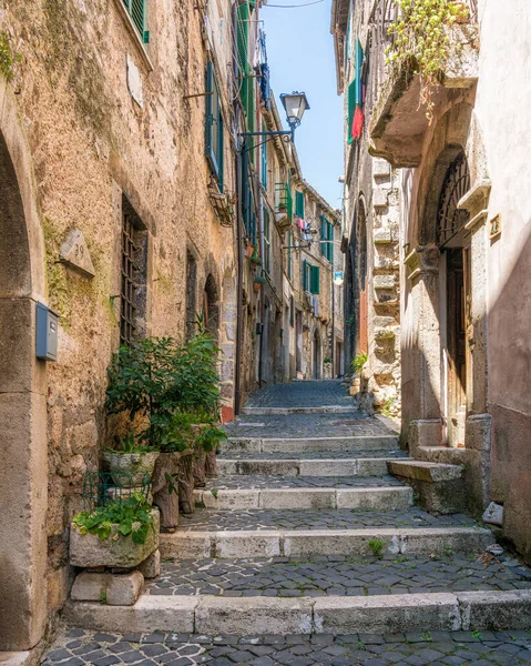 Vista Panorâmica Guarcino Bela Aldeia Província Frosinone Lazio Itália Central — Fotografia de Stock