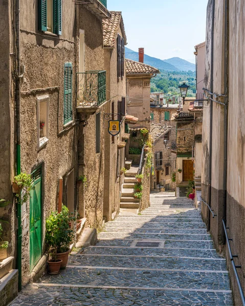 Vista Panorâmica Guarcino Bela Aldeia Província Frosinone Lazio Itália Central — Fotografia de Stock