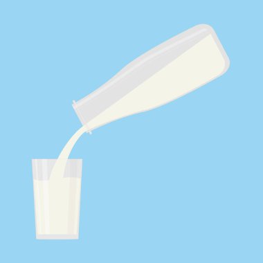 Uçan damlalarla akan süt akıntısı. Vektör çizimi. Açık bej arka plan. Banner, logo, imza. Tasarımda çok çeşitli uygulamalar için.