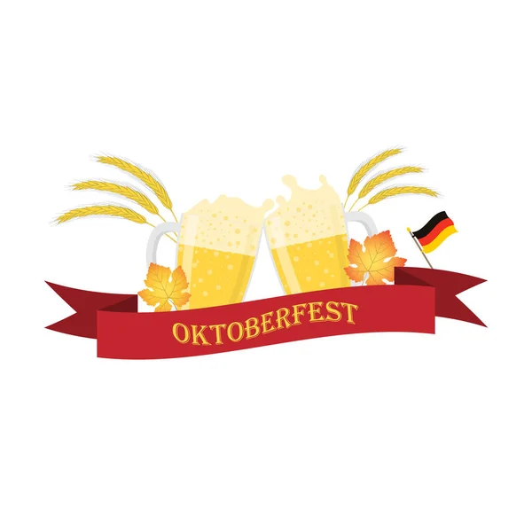 Vektorillustration tillägnad den traditionella Oktoberfestfestivalen. Vit bakgrund. Banner, affisch, underteckna. — Stock vektor