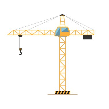 Beyaz arka planda izole edilmiş vinç kaldırılıyor. Vektör çizimi. Tasarım için simge, işaret, şablon.