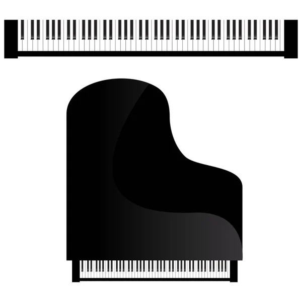 Gran piano y teclado aislados en blanco. Ilustración vectorial. Icono, signo, elemento de diseño para el proyecto. — Archivo Imágenes Vectoriales