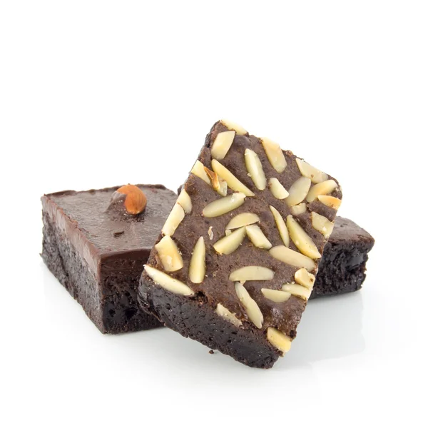 Pilha de brownies isolados em branco — Fotografia de Stock