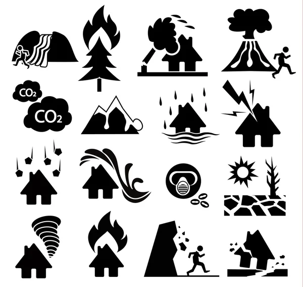 Natural disaster icon set — Stock Vector