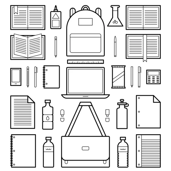 Icônes : fournitures scolaires Graphismes Vectoriels