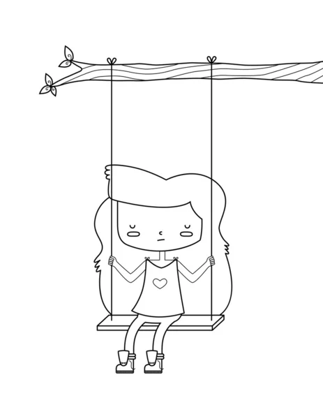 Triste chica en swing Ilustraciones De Stock Sin Royalties Gratis