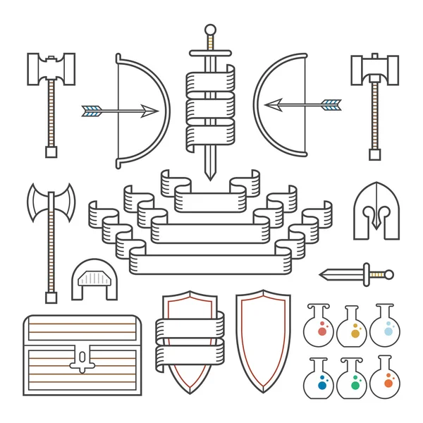 Symboles médiévaux et bannières — Image vectorielle