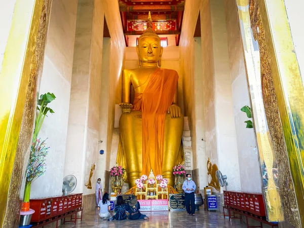 Suphanburi Tailandia Mayo 2021 Estatua Oro Buda Grande Wat Lelai —  Fotos de Stock