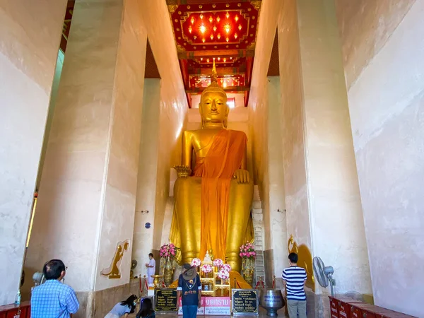 Suphanburi Tailandia Mayo 2021 Estatua Oro Buda Grande Wat Lelai —  Fotos de Stock