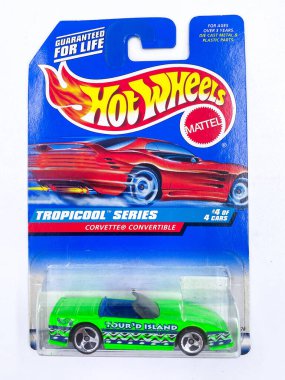 Bangkok Tayland - 08 Temmuz 2021: Pack of Hot Wheels öldü Hot Wheels serisi için kullanılan araba modeli. Hot Wheels, Amerikalı oyuncak üreticisi Mattel 'in bir ölçekli oyuncak arabasıdır.