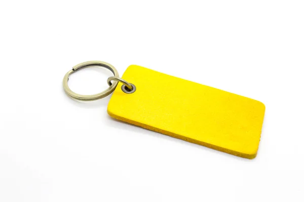 Yellow leather Keychain — Stock Photo, Image