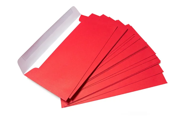 孤立在白色背景上的红色信封 — 图库照片