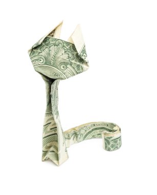 İzole Doları origami kedi