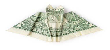 Doları origami yarasa izole