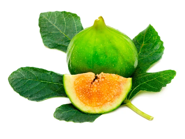 Ripe fig fruit with leaf — Stock Photo, Image