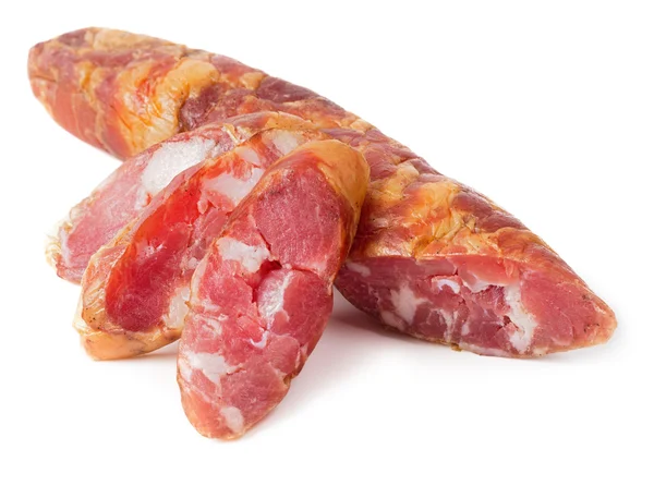 Salsiccia stagionata secca affettata — Foto Stock