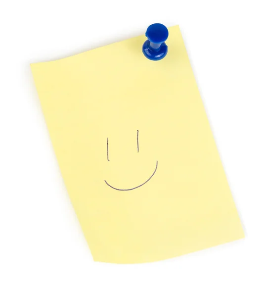 Żółty papier firmowy z push i uśmiech — Zdjęcie stockowe