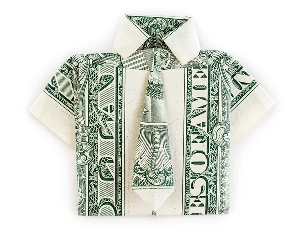 Dollar origami shirt and tie isolated — Stock Photo, Image