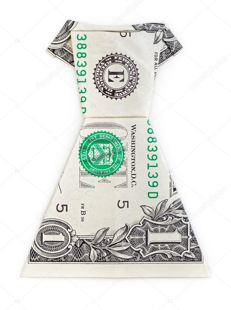 Money Origami Dress Dollar Origami Dress Isolated On White