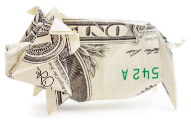 Doları origami domuz izole