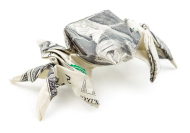 Beyaz arka plan üzerinde izole Doları origami örümcek