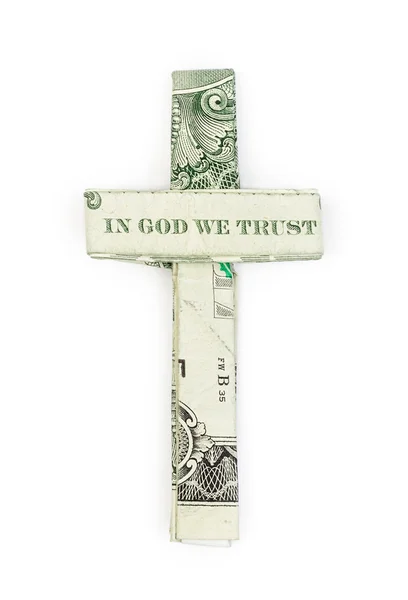 Dollar origami cross — Stock Photo, Image