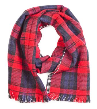 İzole kırmızı tartan eşarp 