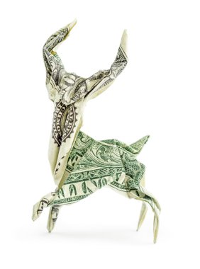 İzole Doları origami geyik 