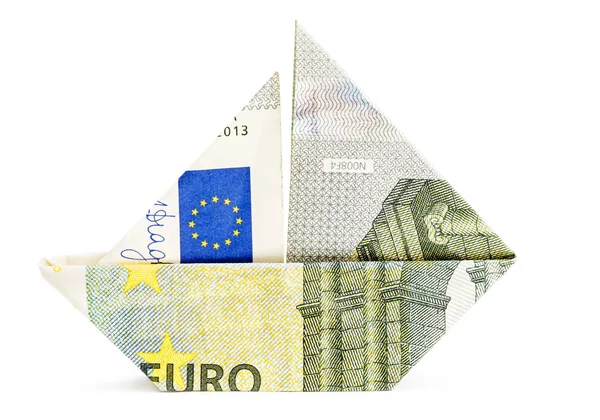 Euro barco de origami — Foto de Stock