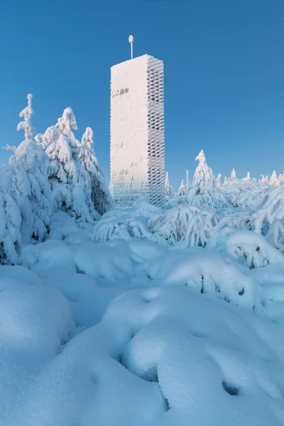 New Lookout Tower Shape Pentagon Velka Destna Orlicke Mountains Eastern Stock Image