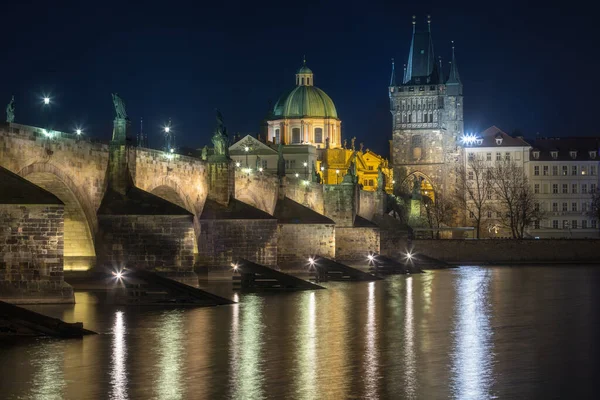 Superbe Journée Ensoleillée Sur Pont Charles Centre Historique Prague Bâtiments — Photo