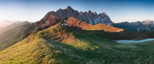 Beautiful Summer Mountain Scenery Splendid Sunrise Dolomites Mountains Panoramic Summer — Φωτογραφία Αρχείου