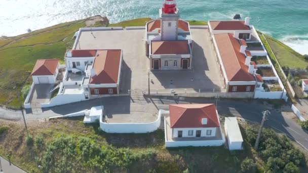 Portugal Cabo Roca Lighthouse Atlantic Ocean Most Westerly Point European — Stock Video