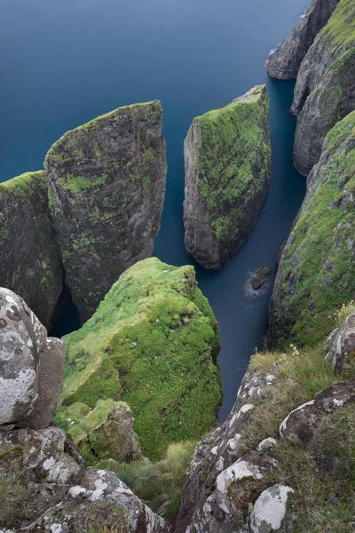 Des Falaises Incroyables Sur Les Îles Féroé Une Vue Sur — Photo