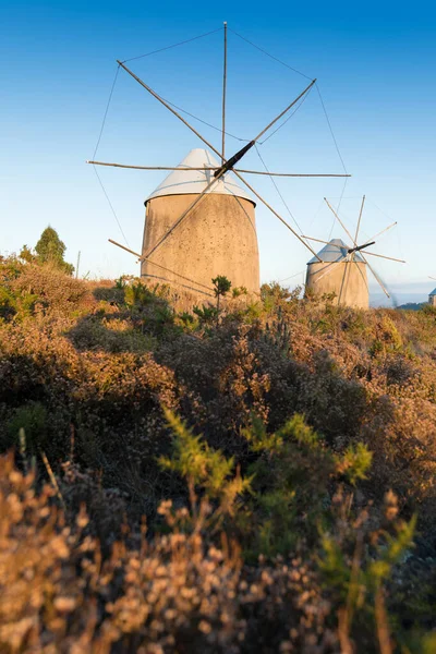 Traditionelle Windmühlen Zentralportugal Sonnenuntergang Coimbra Portugal — Stockfoto