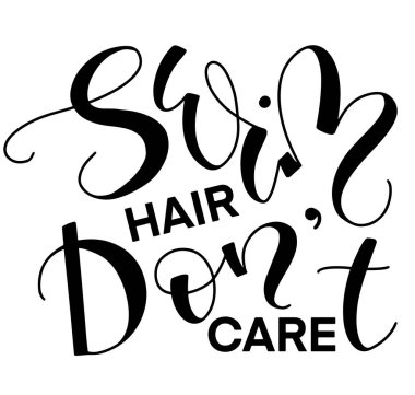 Yüzme, saç, beyaz arka planda izole siyah metin. Posterler, fotoğraf kaplamaları, tebrik kartı, tişört baskısı ve sosyal medya için harflerle vektör illüstrasyonuName.