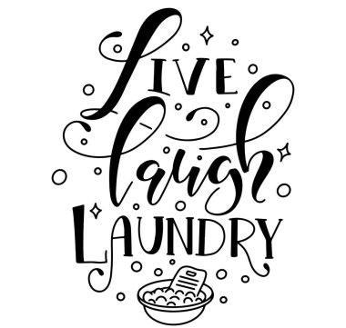 Canlı kahkaha Çamaşırhanesi - komik harfler, beyaz arka planda köpük izole karalama leğeni ile siyah kaligrafi, vektör illüstrasyon