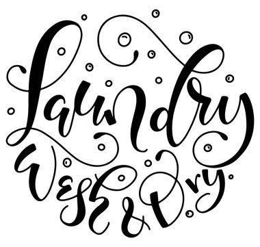 Çamaşır ve kuru temizleme, el yazısı ve karalama köpüğüyle vektör illüstrasyonuName