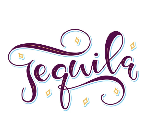 Tequila letras de color aisladas sobre fondo blanco, ilustración vectorial — Vector de stock