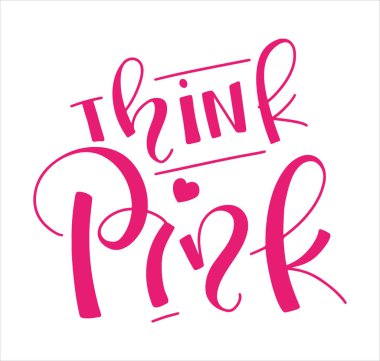 Harfli pembe vektör çizimini düşünün. Posterler, fotoğraf kaplamaları, tebrik kartları, tişört baskısı ve sosyal medya için el yazısı.