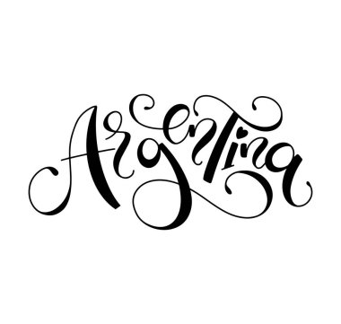 Arjantin - Beyaz arkaplanda harflerle izole edilmiş siyah vektör çizimi