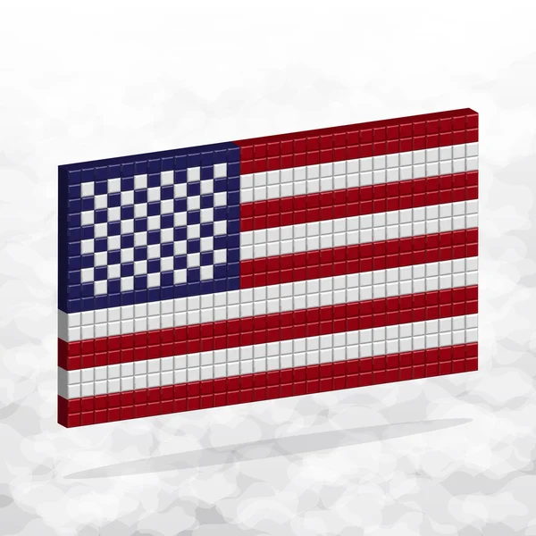 Vlajka usa. 3D pixel umění. — Stockový vektor