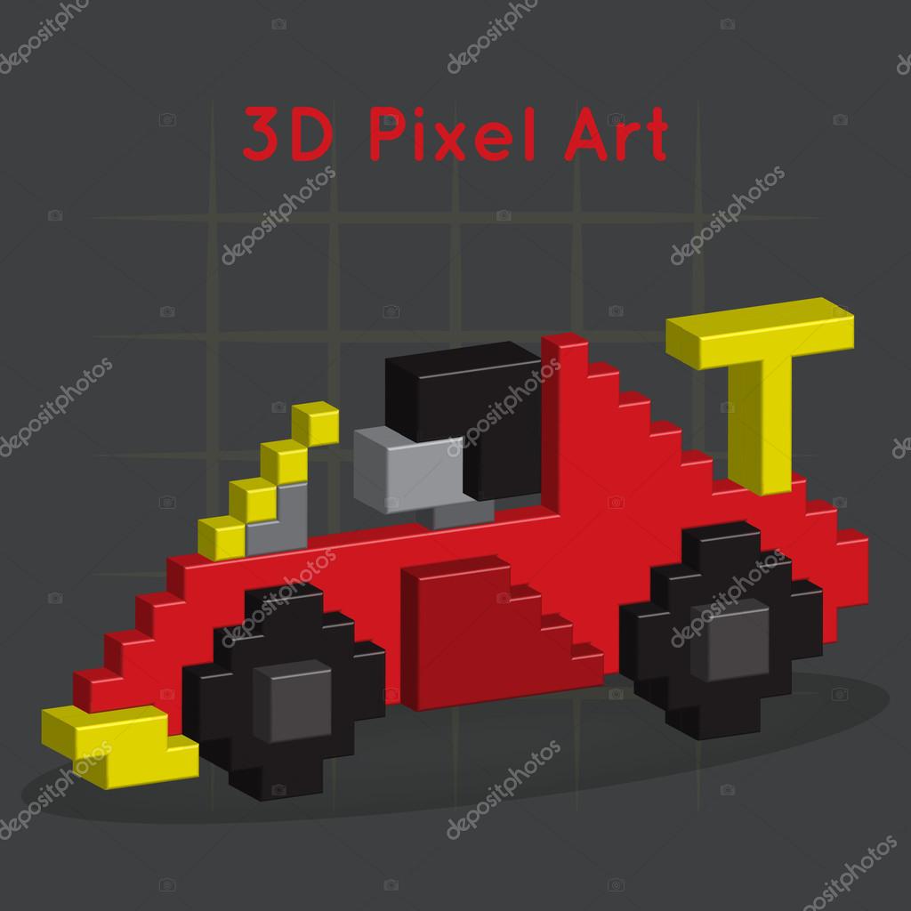 Race car. 3D Pixel Art